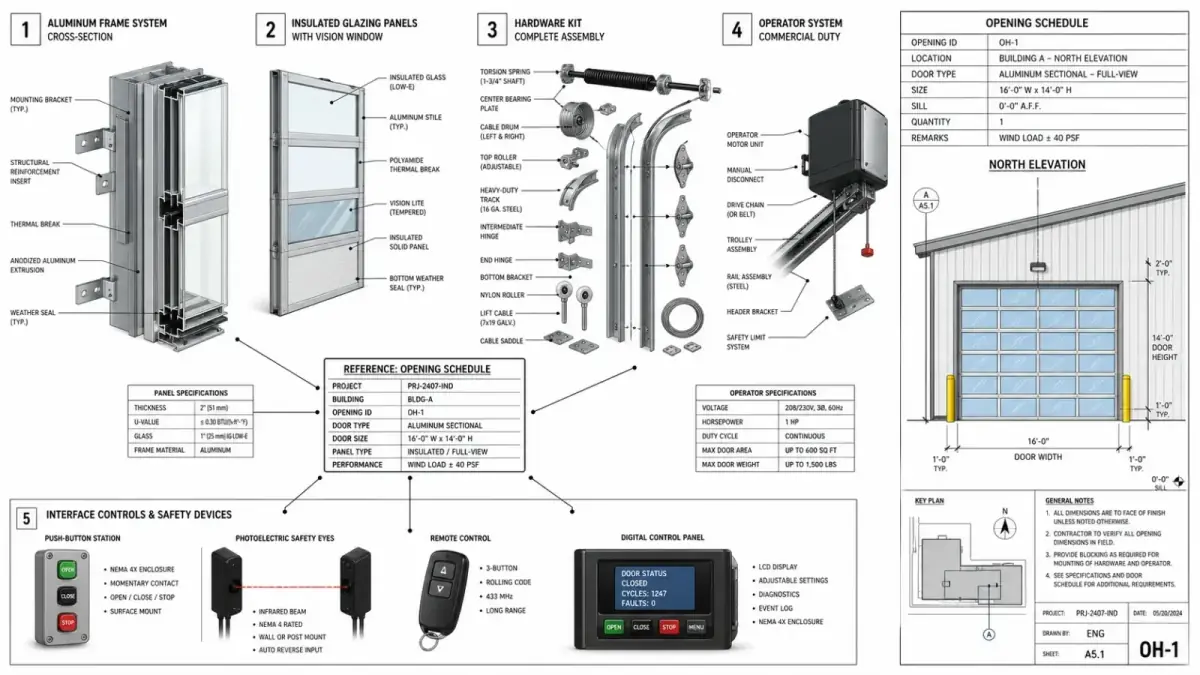 Commercial garage door cost and specification benchmarks by project type (2026)