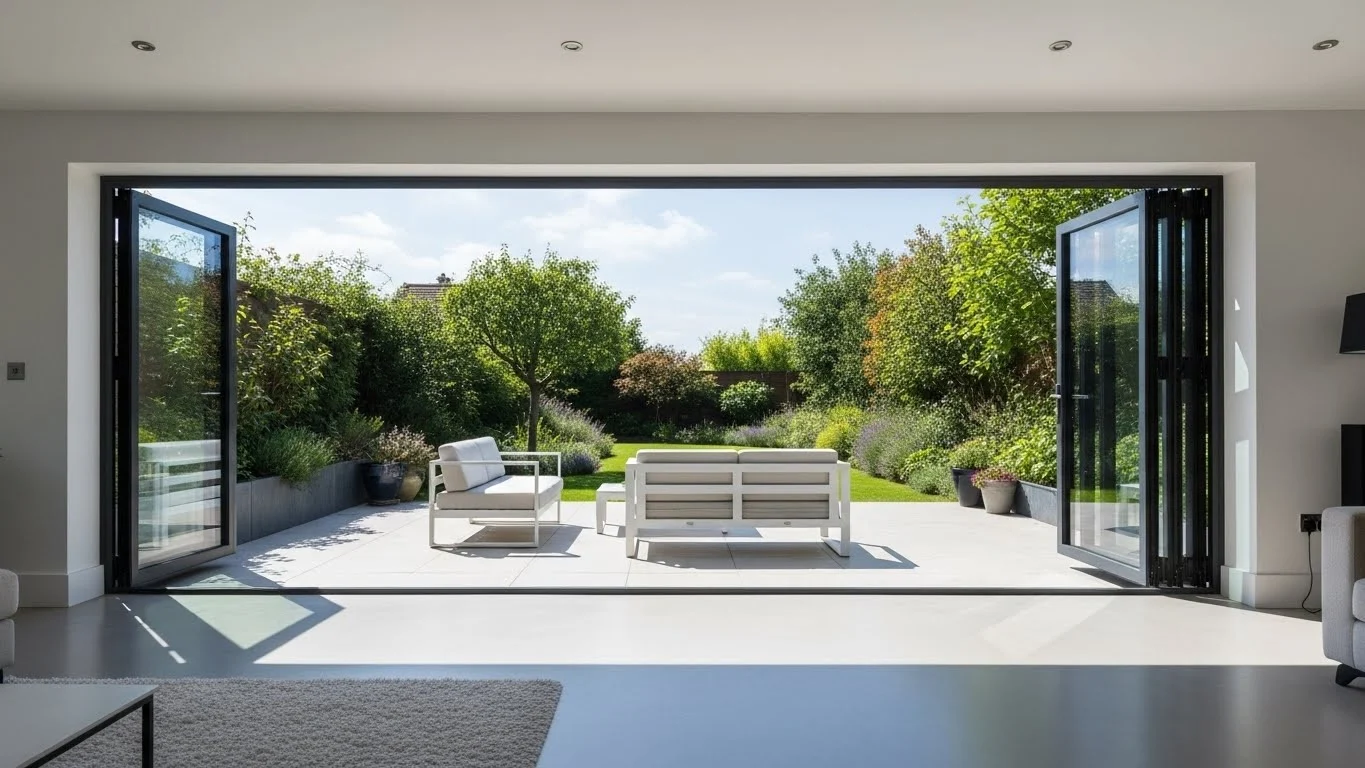 black aluminium bifold doors